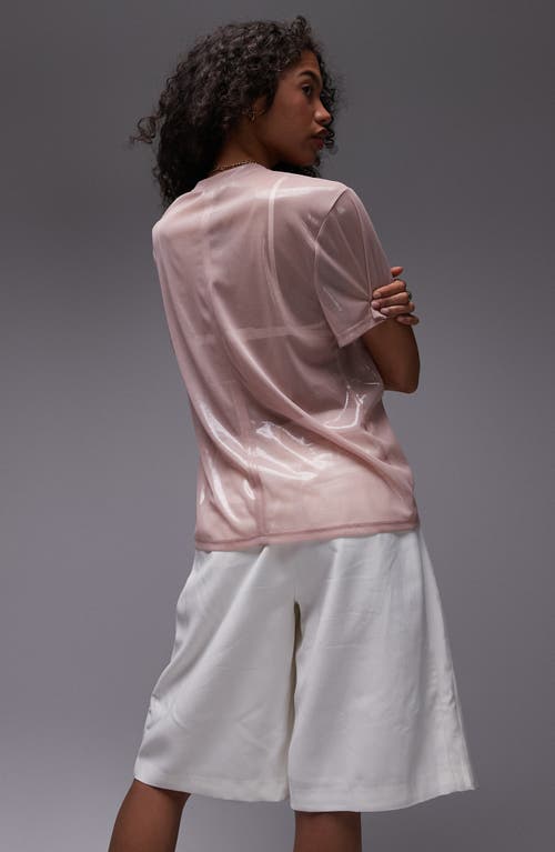 Shop Topshop Metallic Sheer T-shirt In Pink