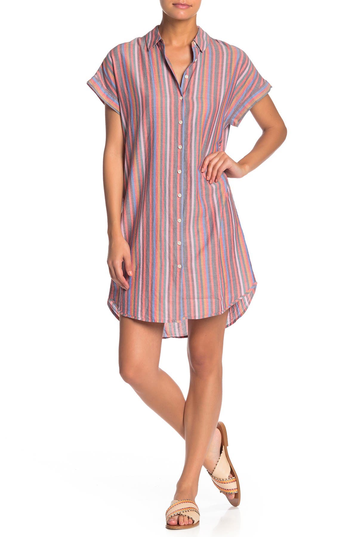 madewell striped shirt dress