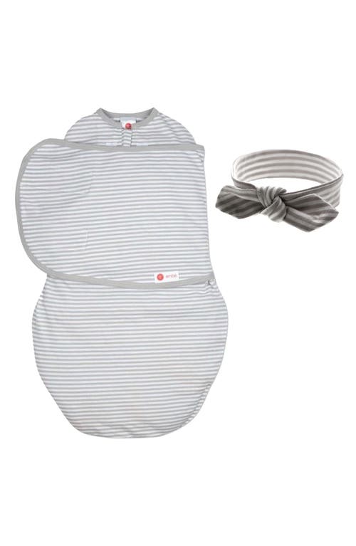embé Starter 2-Way Swaddle & Head Wrap Set in Gray Stripe at Nordstrom, Size 0-3 M