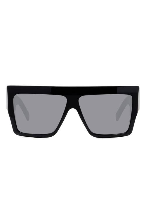 Shop Celine 60mm Flat Top Sunglasses In Black/smoke