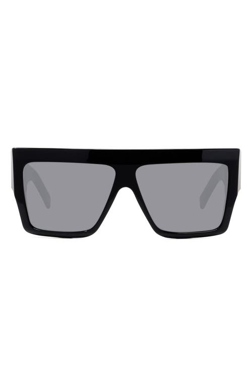 Shop Celine 60mm Flat Top Sunglasses In Black/smoke