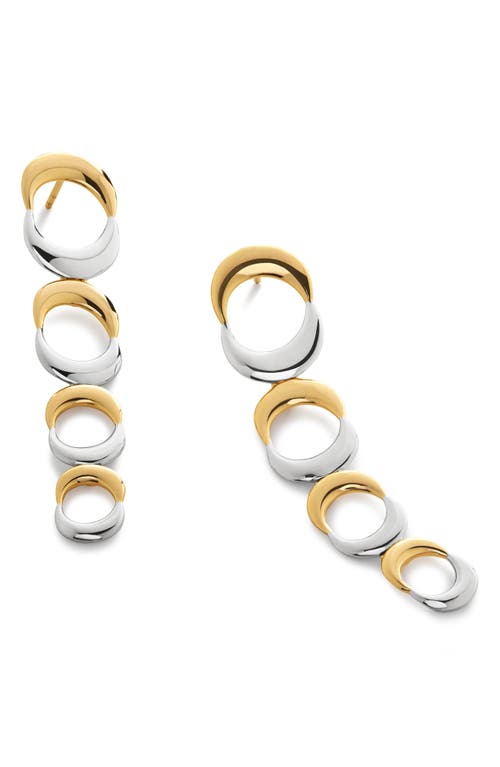 Kissing Moon 2-Tone Linear Drop Earrings in 18Ct Gold Vermeil