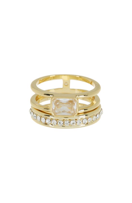 Shop Covet Bezel Stacked Ring In Gold