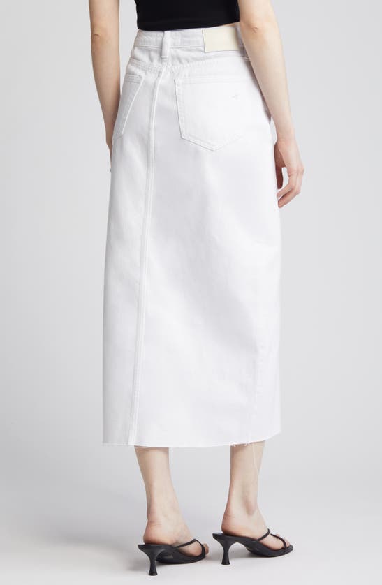 Hidden Jeans Front Slit Denim Midi Skirt In White