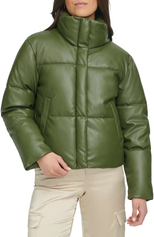 Shop Levi's Water Resistant Faux Leather Puffer Jacket In Thyme