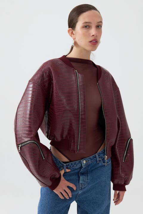 Biker jacket burgundy best sale