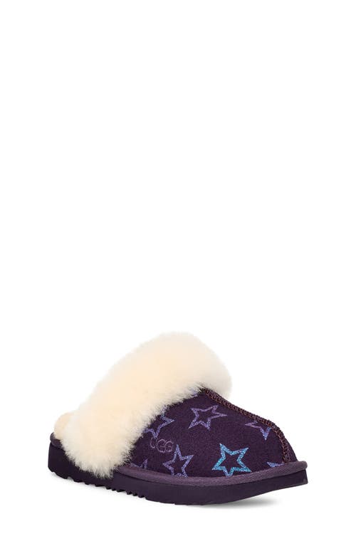 Shop Ugg(r) Kids' Cozy Ii Iridescent Stars Genuine Shearling Slipper In Nightshade/purple Iridescent