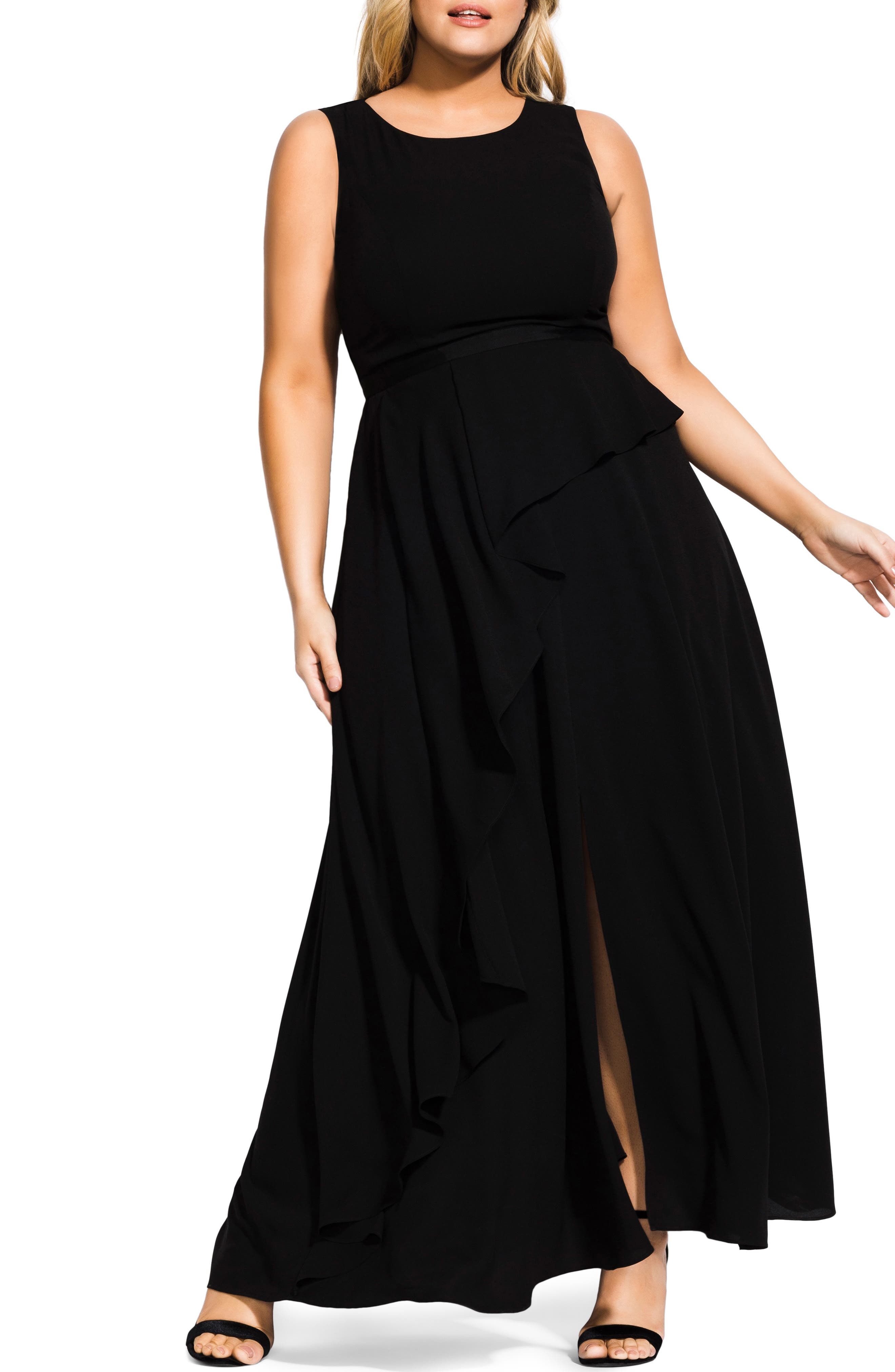 black flowing maxi dress