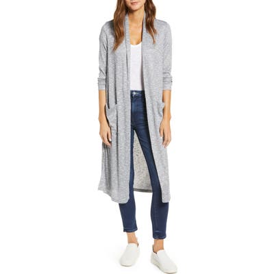 Bobeau Ribbed Knit Long Cardigan