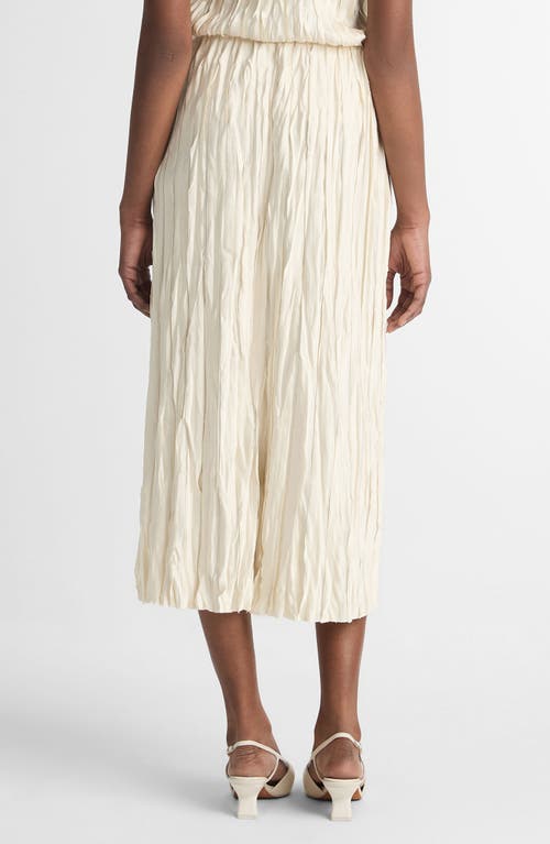 Shop Vince Bias Cut Crinkled Satin Midi Skirt In Pale Ivory