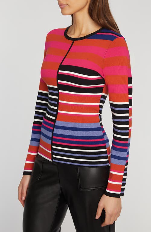 Shop Elie Tahari The Selina Stripe Sweater In Garden Stripe