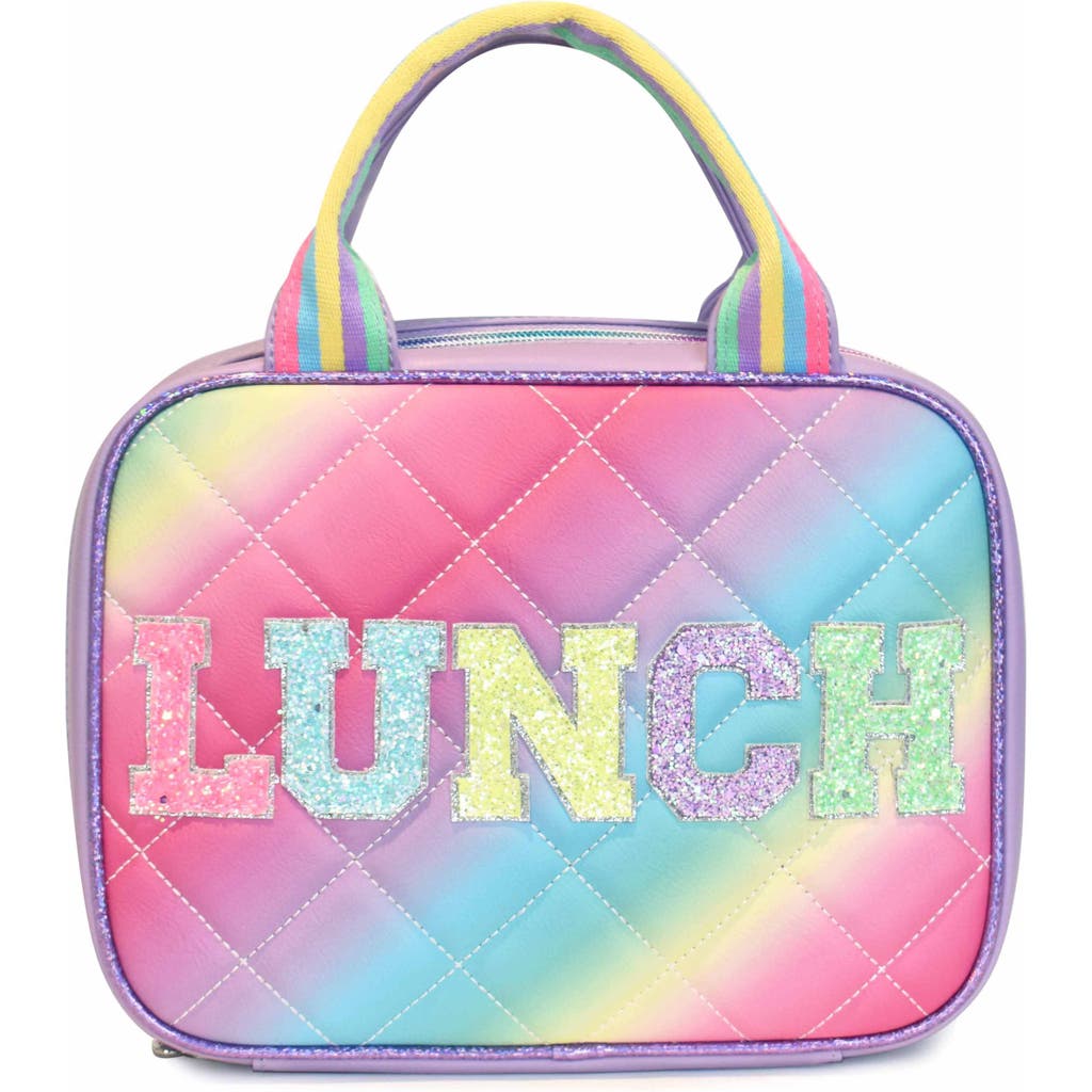 Omg Accessories Kids' Ombré Diamond Quilted Lunch Bag In Multi