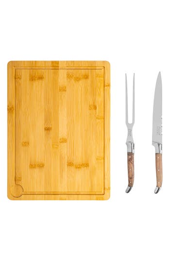 French Home Laguiole Carving Board & Tools Set In Olive Wood/brown