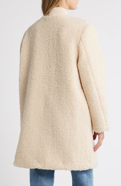 Shop Bernardo Rib Trim Faux Shearling Coat In Cream