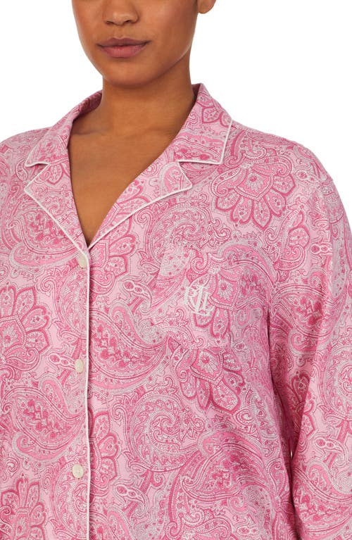 Ralph Lauren Lauren Knit Crop Pajamas In Pink Paisley