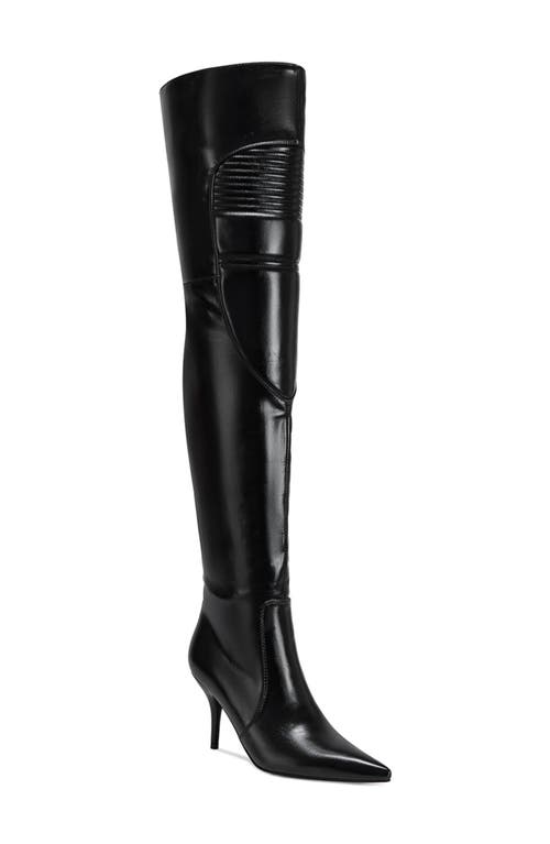 AZALEA WANG Tiernan Pointed Toe Thigh High Boot in Black 