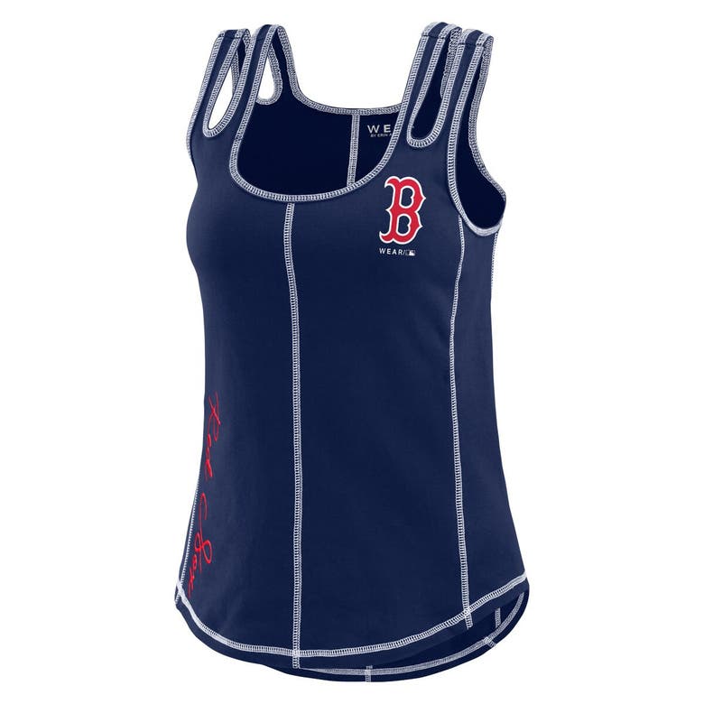 Wear By Erin Andrews Navy Boston Red Sox Contrast Stitch Tank Top In Navy