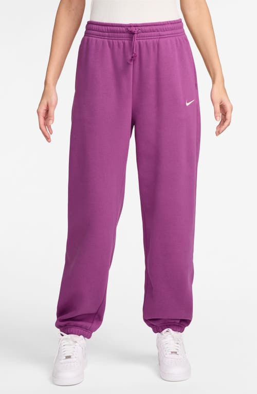 Shop Nike Phoenix Oversize Fleece Sweatpants In Purple/sail