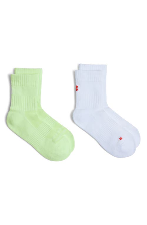 Assorted 2-Pack Running Crew Socks in Matcha Green