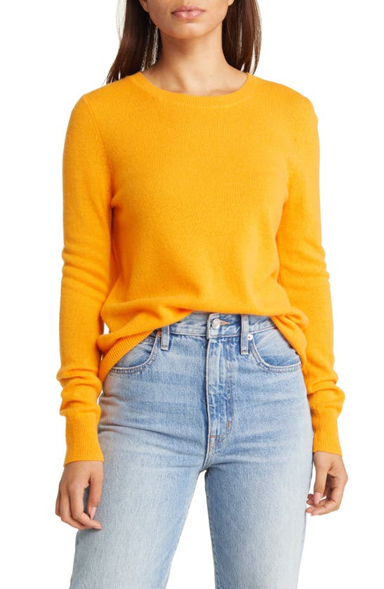 Nordstrom Cashmere Crewneck Sweater In Orange Citrus