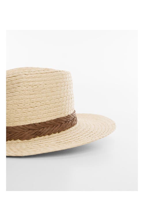 Shop Mango Braided Straw Fedora In Beige