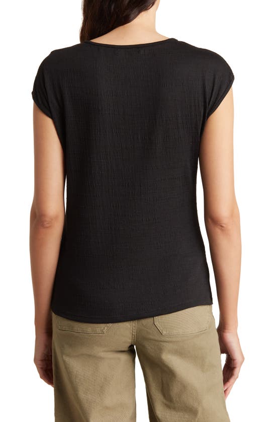 Max Studio Textured Side Gather Top In Black