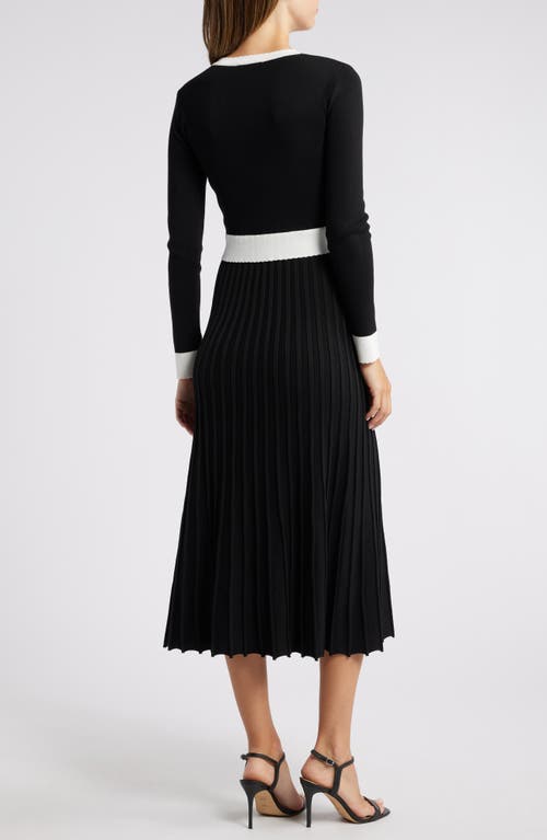 Shop Zoe And Claire Long Sleeve Midi Sweater Dress In Black