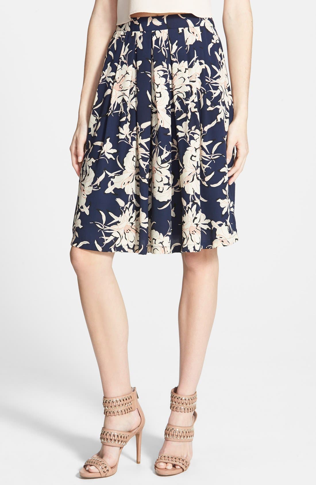 ASTR Pleated Floral Skirt Nordstrom