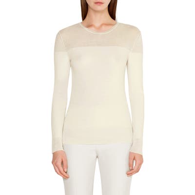 Akris Rib Wool & Silk Sweater, White