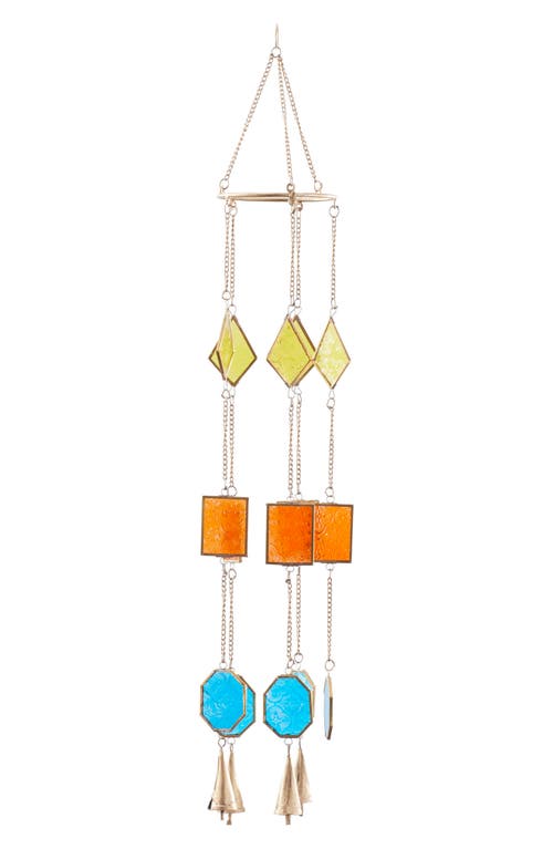 Shop Novogratz Colored Glass Wind Chime In Blue/orange/gold Multi