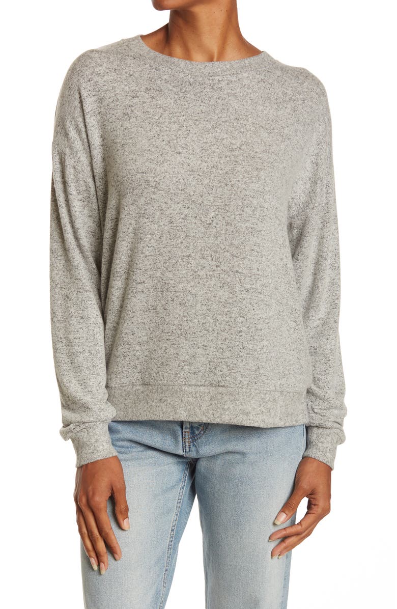 FREE PRESS Cozy Crew Neck Pullover, Main, color, GREY PEARL MARL