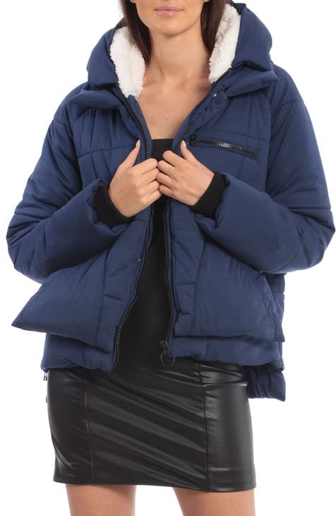 Avec Les Filles Belted Twill Hooded Robe Coat In Blue