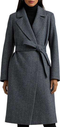 Lauren Ralph Lauren Herringbone Wrap Coat | Nordstrom