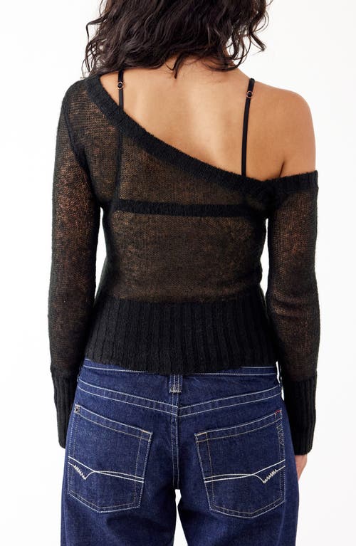 Shop Bdg Urban Outfitters Asymmetric Open Stitch Sweater In Black