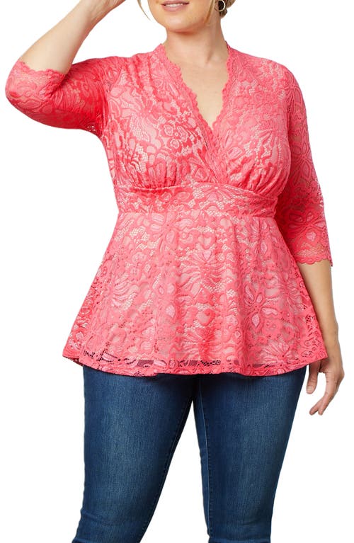 Kiyonna Linden Lace Top in Coral