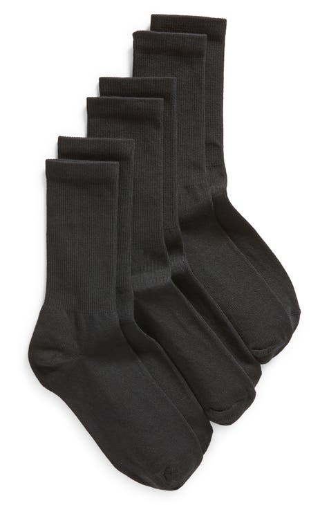 Hue Women's Mini Crew Sock 6-Pack, Black, One Size