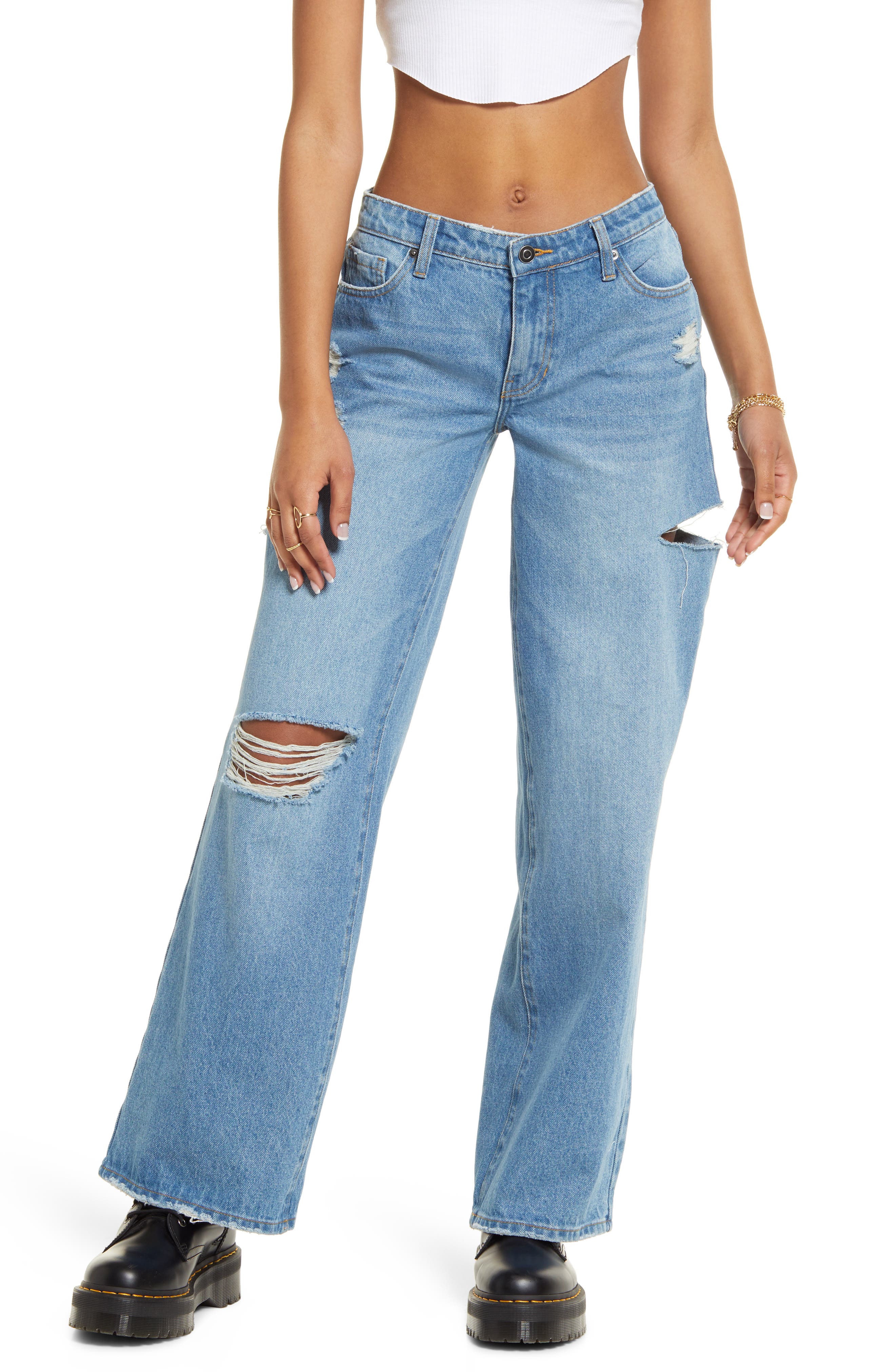 BP. Ripped Low Rise Wide Leg Jeans 