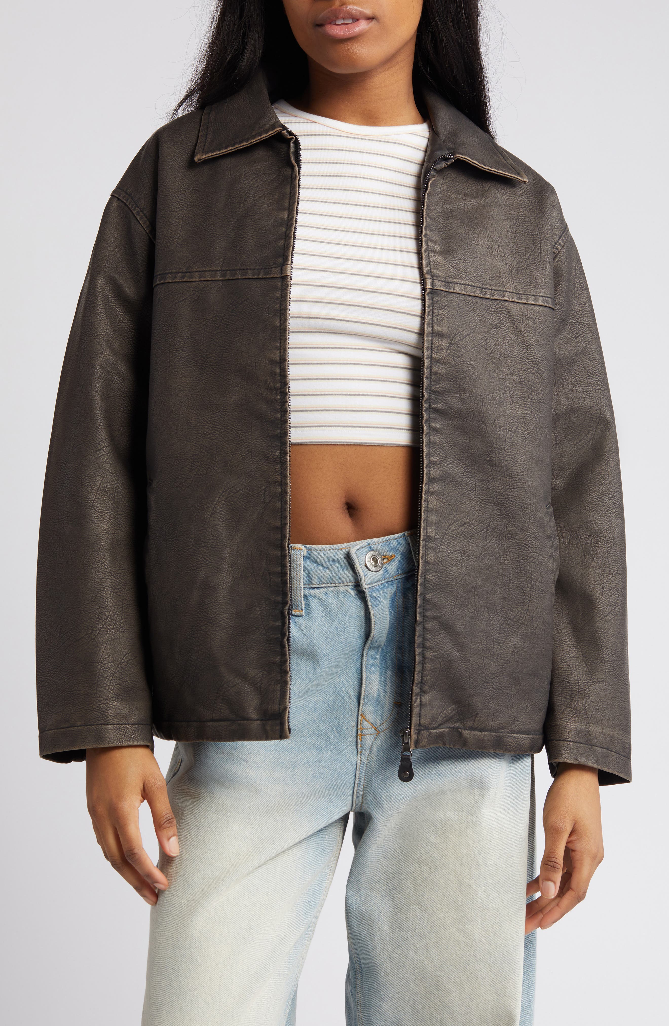 VAQUERA Black Cropped Leather Jacket