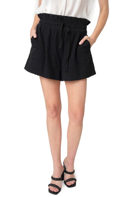 Paperbag Waist Cotton Shorts in Black