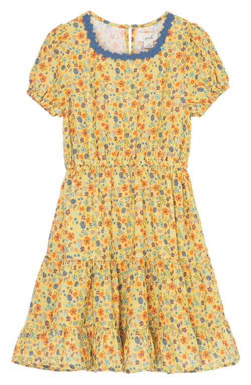 Peek Aren'T You Curious Kids' Floral Tiered Dress in Yellow Print