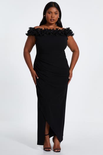 Fashion plus size black bardot