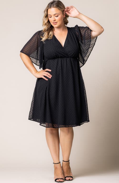 Shop Kiyonna Florence Flutter Sleeve Dress In Onyx