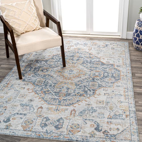 Jonathan Y Shaemus Bohemian Medallion Low-pile Machine-washable Area Rug In Cream/blue/terra
