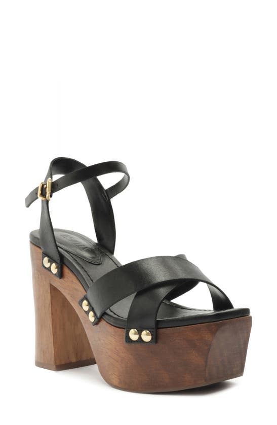 Schutz Gaylah Leather Platform Sandals In Black