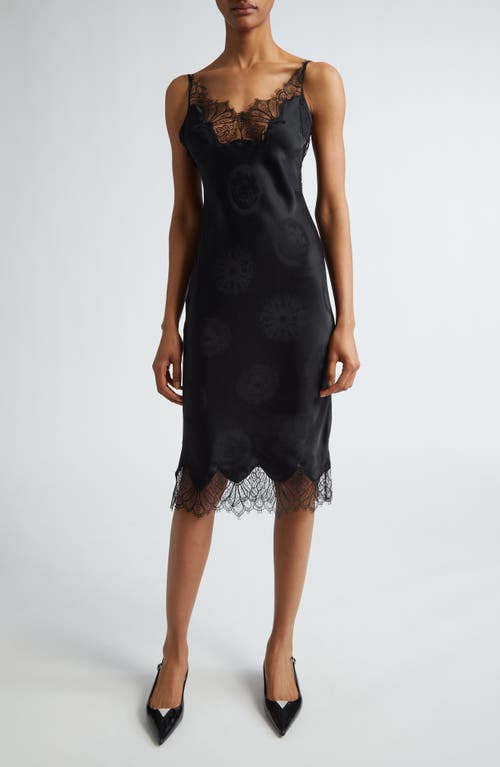 Coperni Cymatics Jacquard Satin & Lace Slipdress Black at Nordstrom, Us