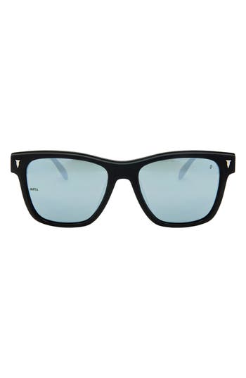 Shop Mita Sustainable Eyewear The Wave 50mm Square Sunglasses In Matte Black/silver Mirror