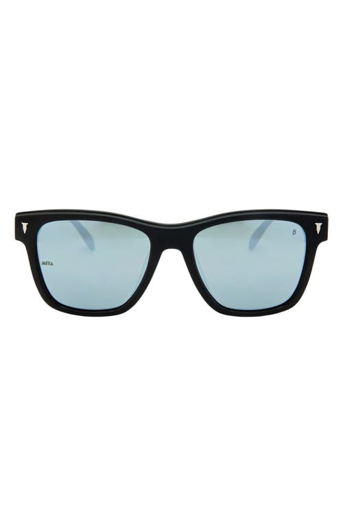 MITA SUSTAINABLE EYEWEAR The Wave 50mm Square Sunglasses in Matte Black/Silver Mirror
