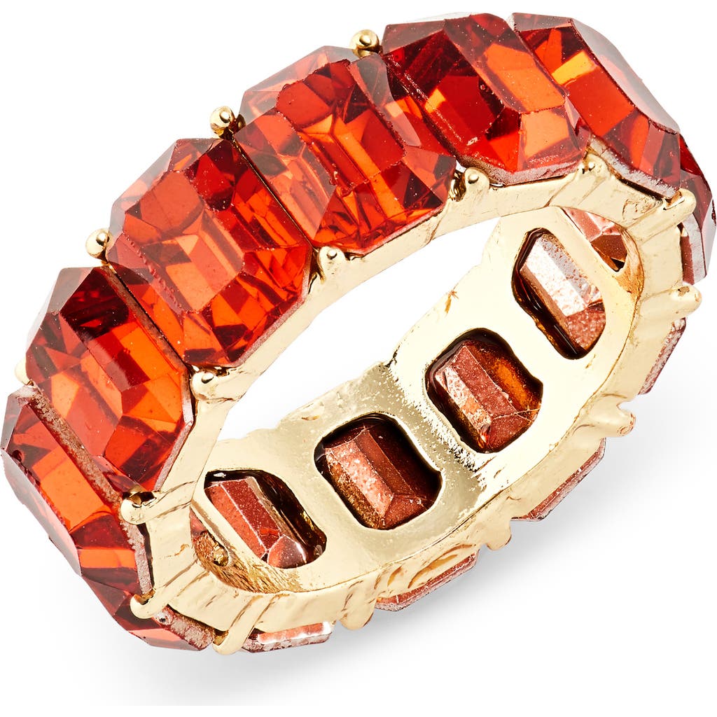 Nordstrom Rack Emerald Cut Crystal Eternity Band Ring In Copper- Gold