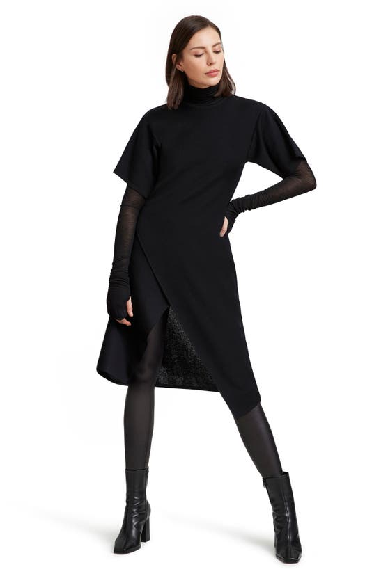 Marcella Koya Turtleneck Merino Wool Tunic In Black