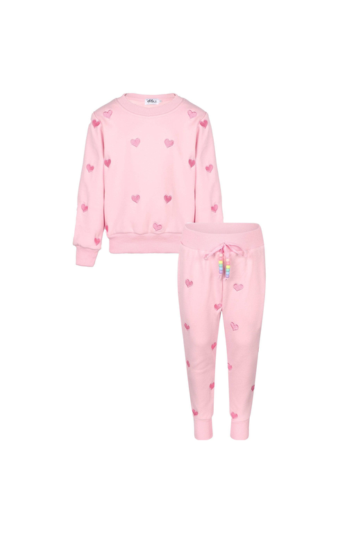 LOLA + THE BOYS LOLA + THE BOYS FULL HEARTS JOGGER SET 